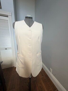 Anne Klein Cream Button Front Vest Size 12
